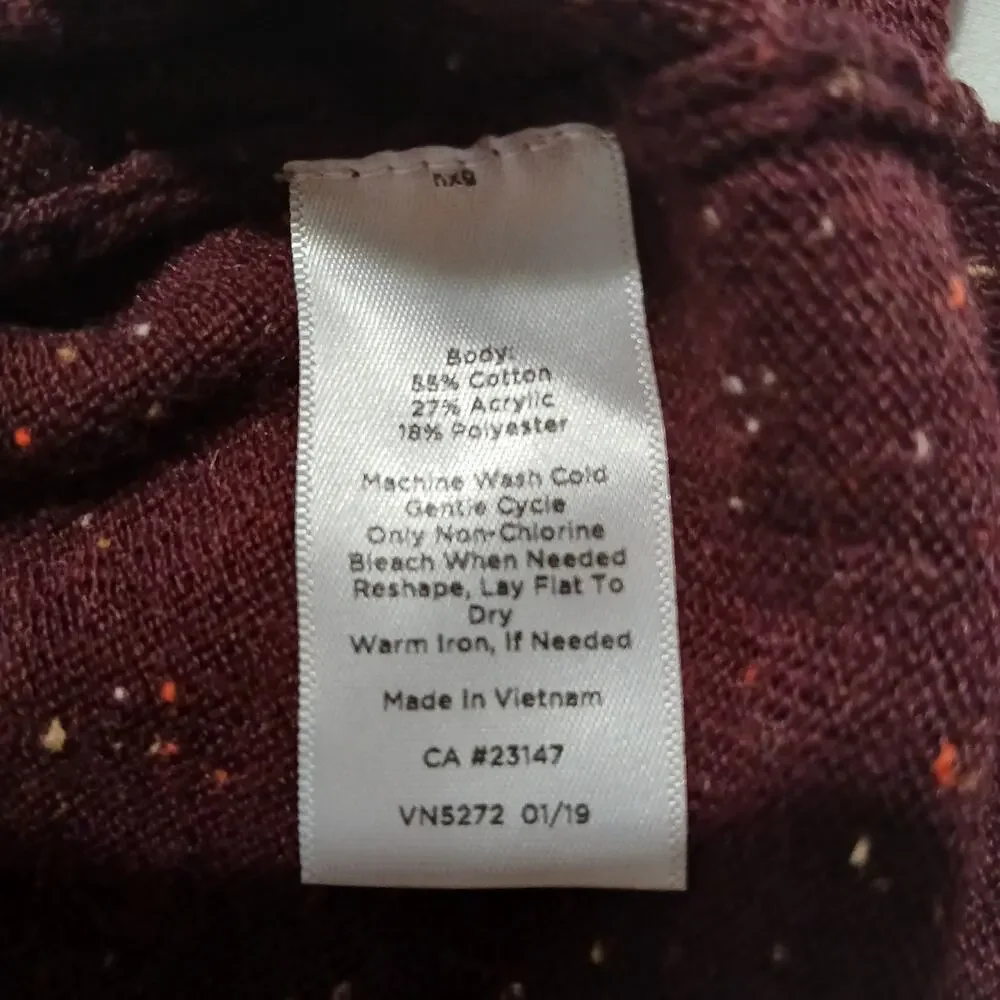 Talbots Med Maroon Multicolor Flecked V-Neck Sweater Cotton Blend Lightweight